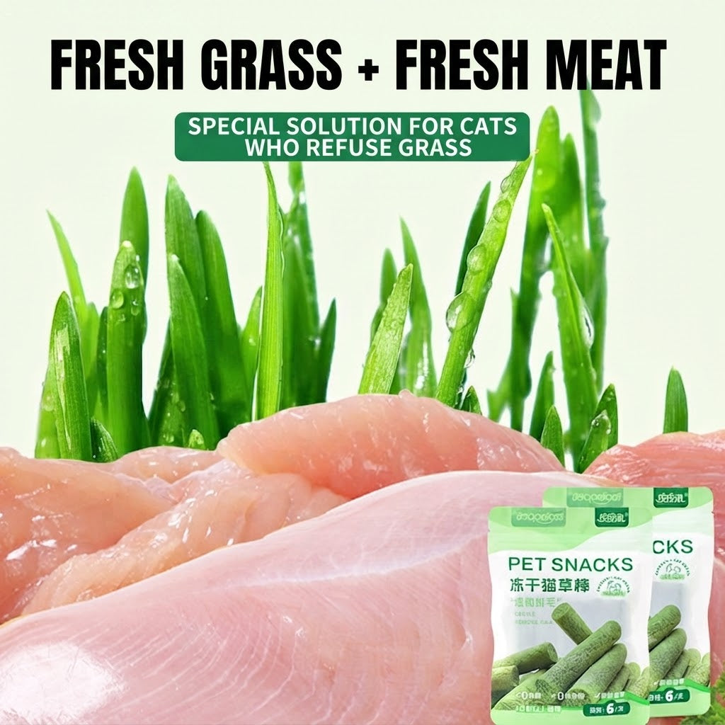 Freeze-Dried Cat Grass & Chicken Sticks with Fish Oil